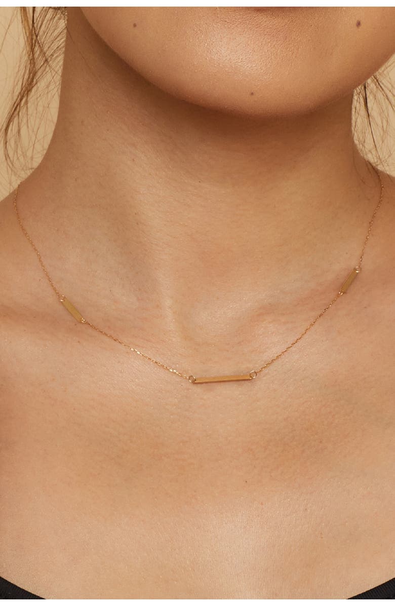 Oradina 14K Yellow Gold Brooklyn Bar Station Necklace, Alternate, color, 