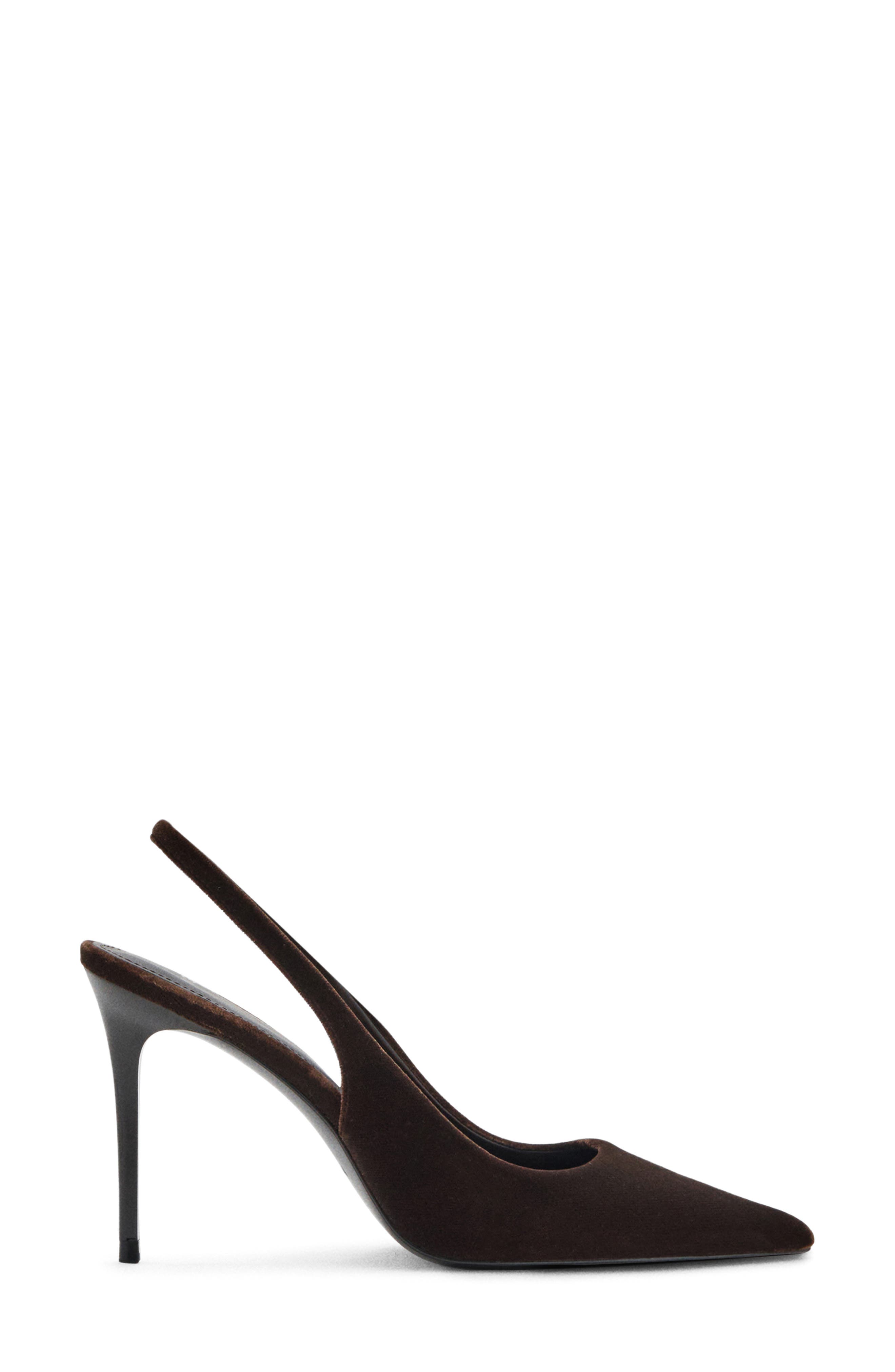 MANGO Mica Pointed Toe Slingback Pump, Alternate, color, Chocolate