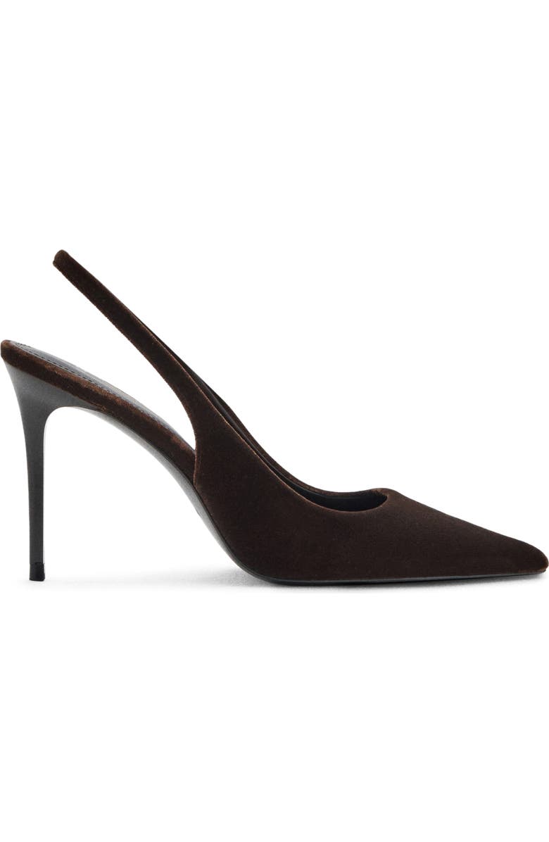 MANGO Mica Pointed Toe Slingback Pump, Alternate, color, Chocolate