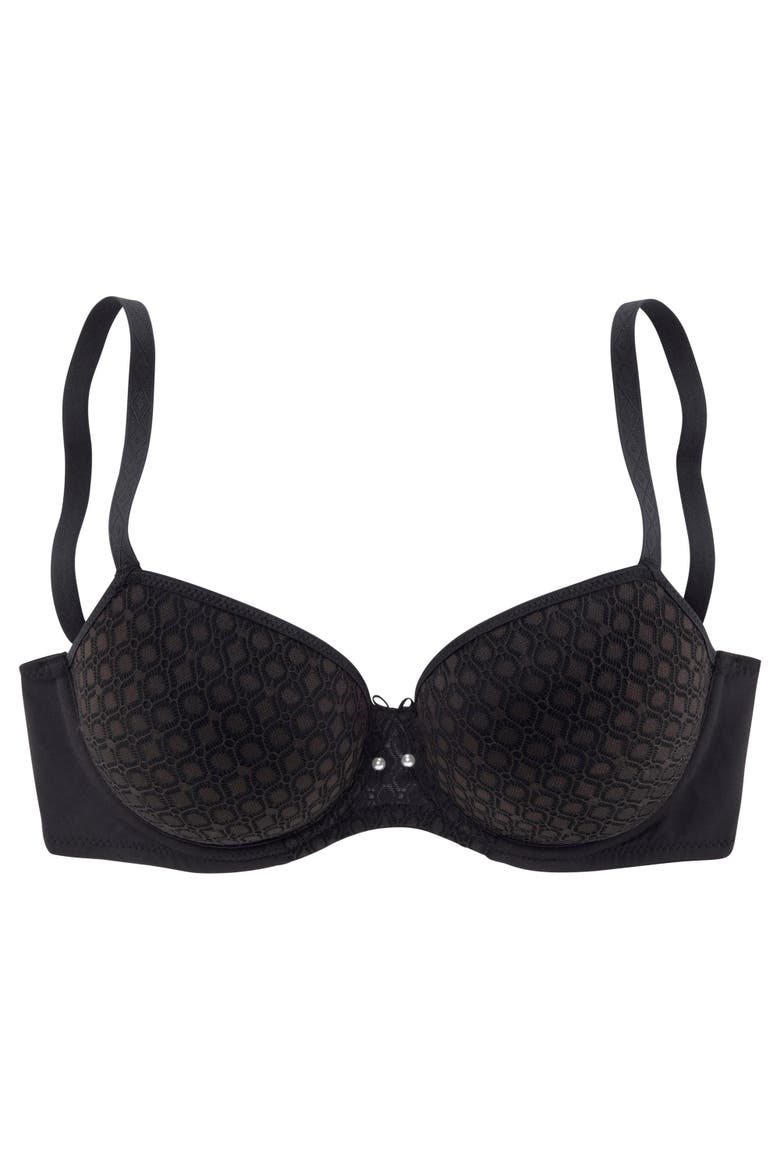 Lace Detail T-Shirt Bra, Alternate, color, Black