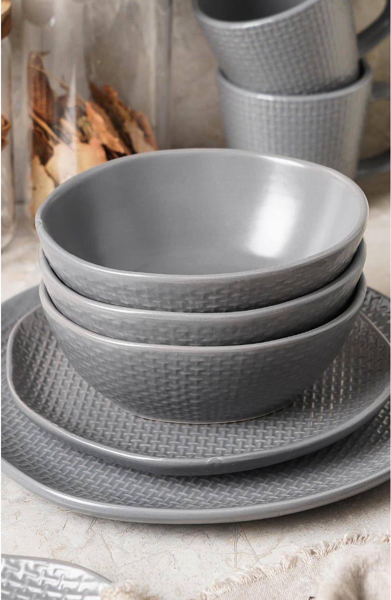 Stone Lain Abigail Stoneware 16-Piece Dinnerware Set, Alternate, color, Gray