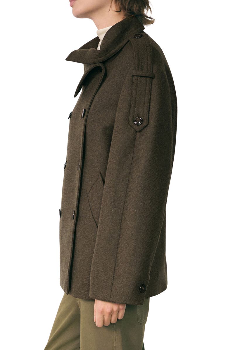 MANGO Double Breasted Coat, Alternate, color, Khaki Brown