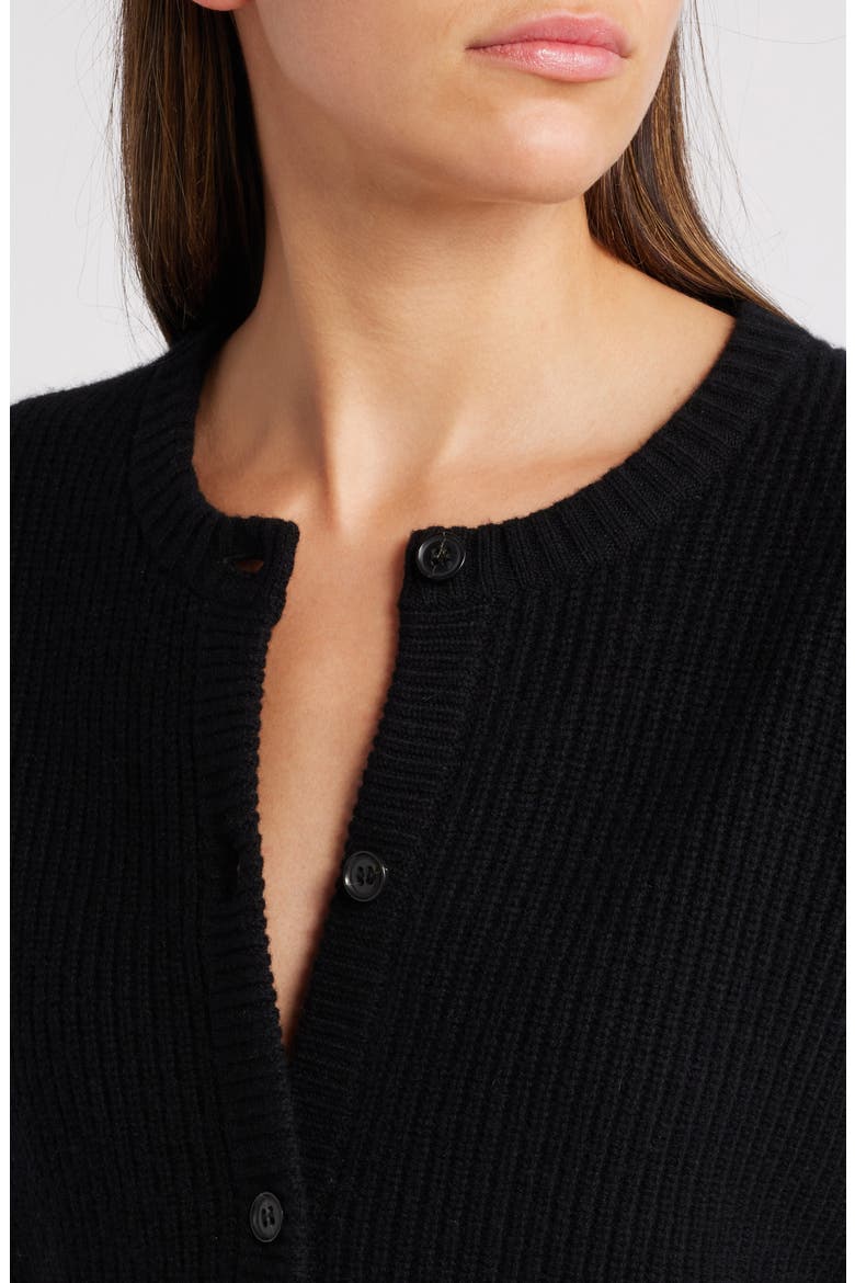 Shrunken Rib Wool & Cashmere Cardigan, Alternate, color, BLACK