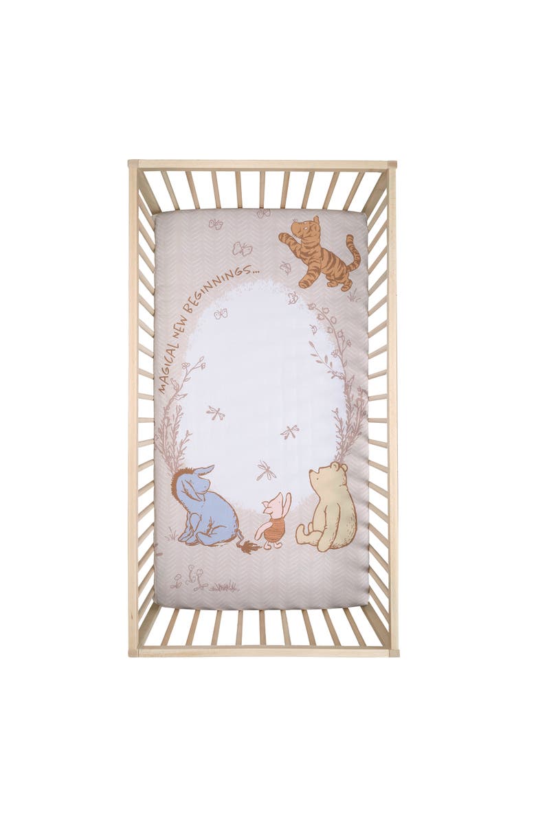 Lambs & Ivy Disney Baby Pooh Bear & Pals Cotton 3Piece Nursery Crib Bedding Set, Alternate, color, Cream