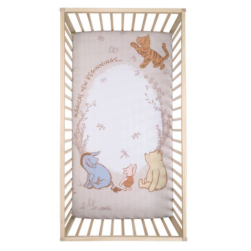Lambs & Ivy Disney Baby Pooh Bear & Pals Photo Op Cotton Baby Fitted Crib Sheet In Neutral