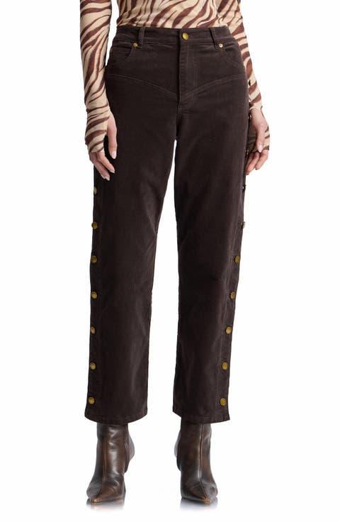 High Waist Side Shank Straight Leg Jeans