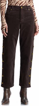 Avec Les Filles High Waist Side Shank Straight Leg Corduroy Pants