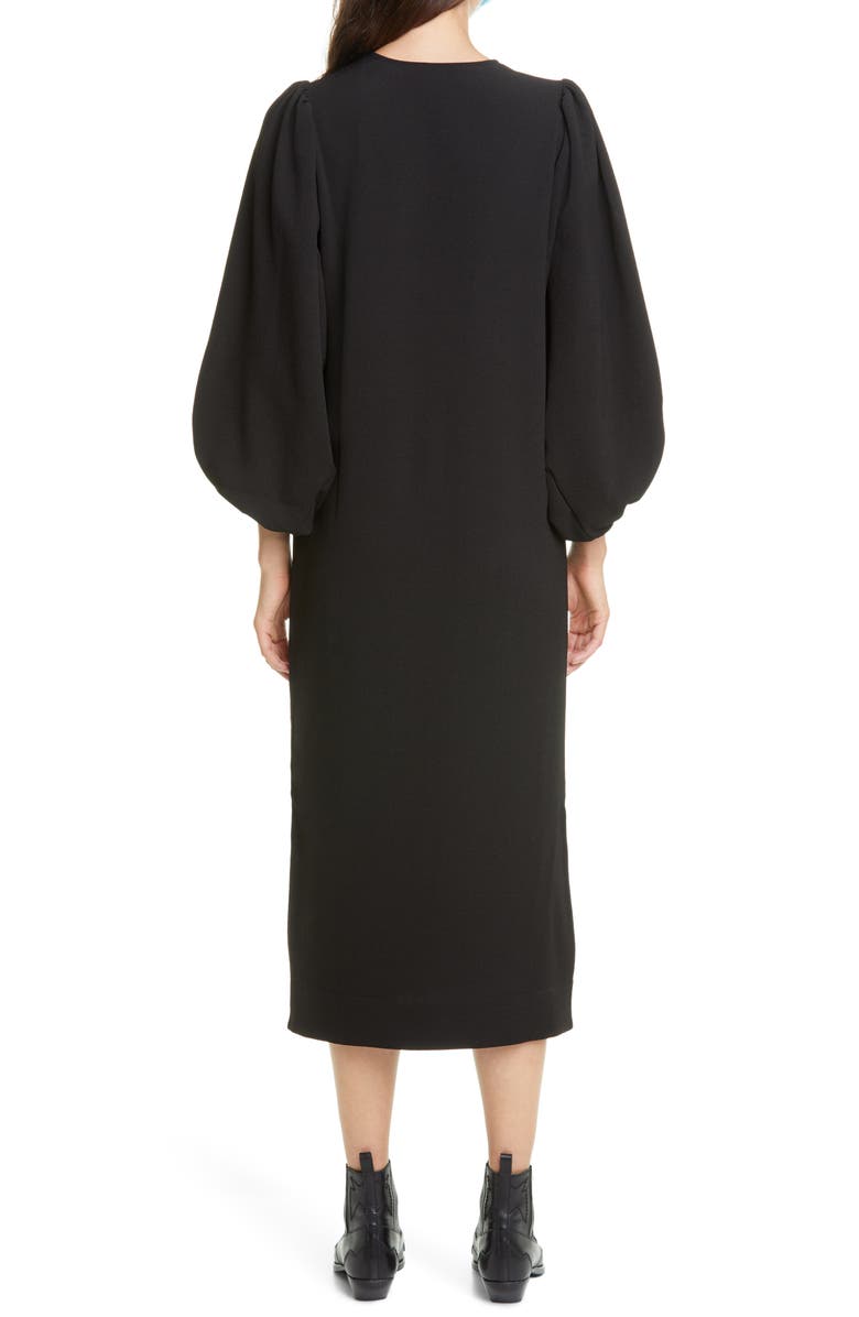 Ganni Balloon Sleeve Crêpe Dress, Alternate, color,