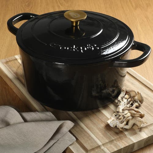 Crock-pot Crockpot 7 Quart Round Enameled Cast Iron Dutch Oven In Black