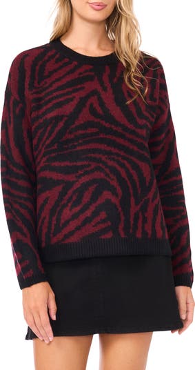 Vince Camuto Zebra Jacquard Crewneck Sweater | Nordstrom