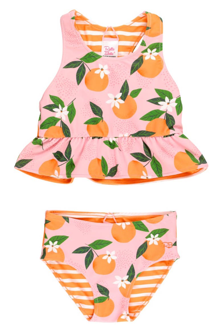 Kids' Orange You the Sweetest Reversible Two-Piece Swimsuit, Main, color, PINK