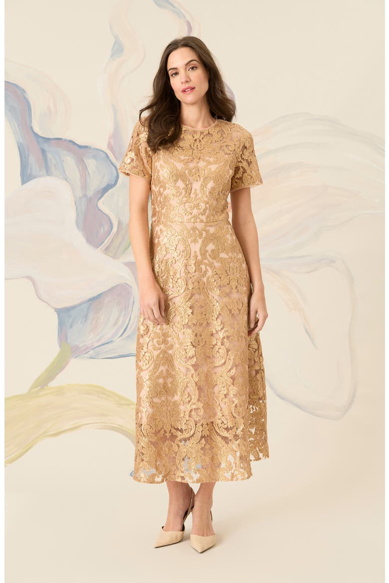 Sequin Fit & Flare Cocktail Dress, Alternate, color, CARAMEL