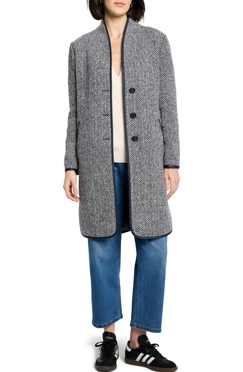 NIC+ZOE Herringbone Topcoat, Main, color, Navy