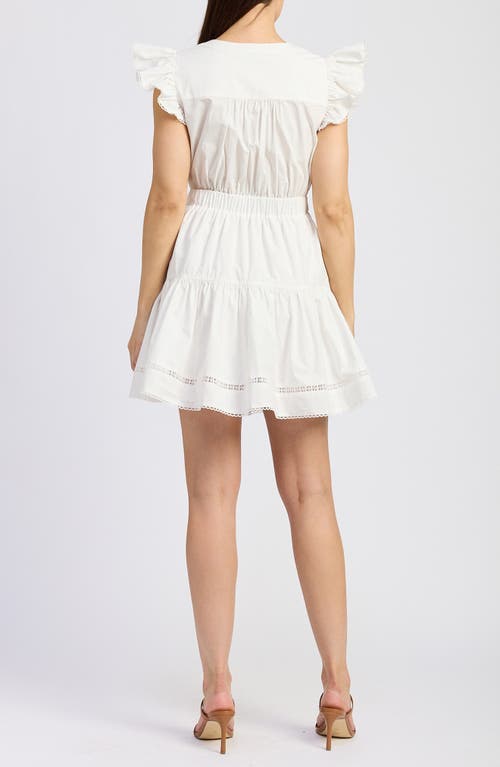 En Saison Isabella Bow Detail Cotton Poplin Minidress In White
