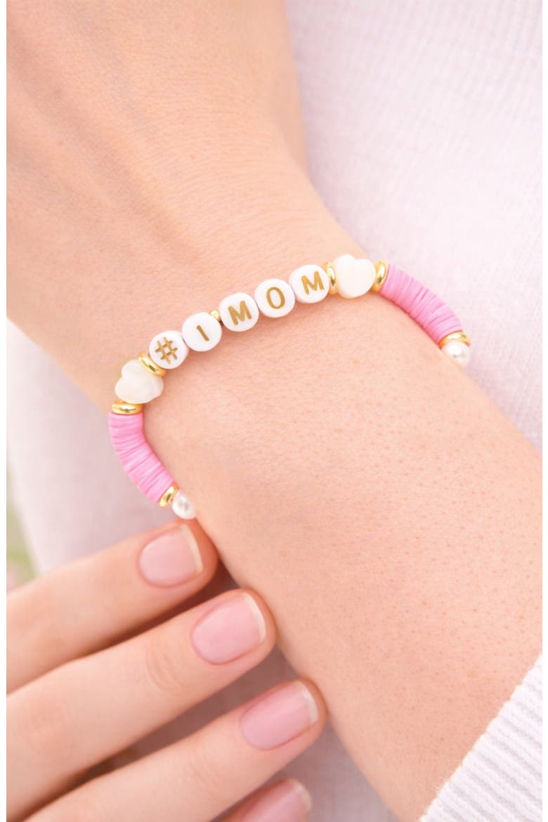 #1 Mom Women's Bracelet, Alternate, color, Pink/Blue/White