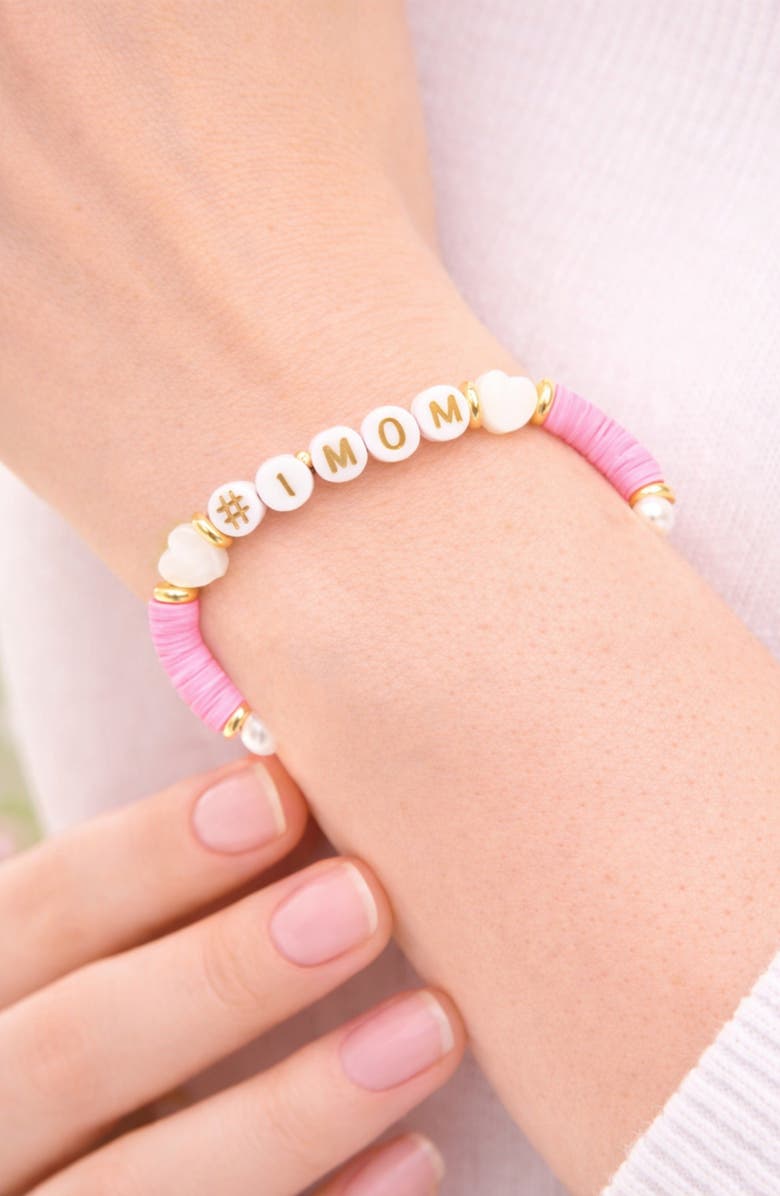 Bits & Bows #1 Mom Women's Bracelet, Alternate, color, Pink/Blue/White