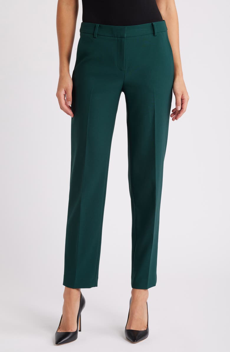 Anne Klein Ankle Straight Leg Trousers, Main, color, Pine Forest