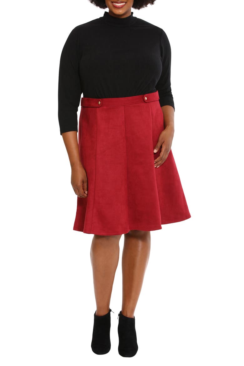 Mixed Media Fit & Flare Dress, Main, color, RED