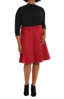 London Times Mixed Media Fit & Flare Dress