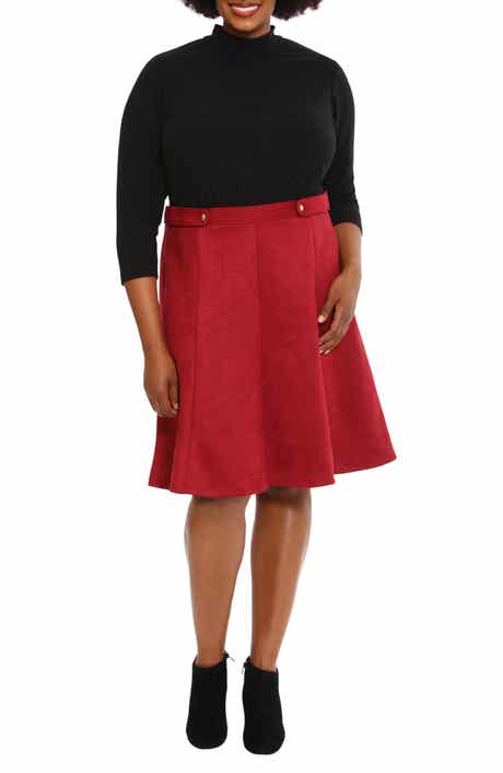 London Times Mixed Media Fit & Flare Dress