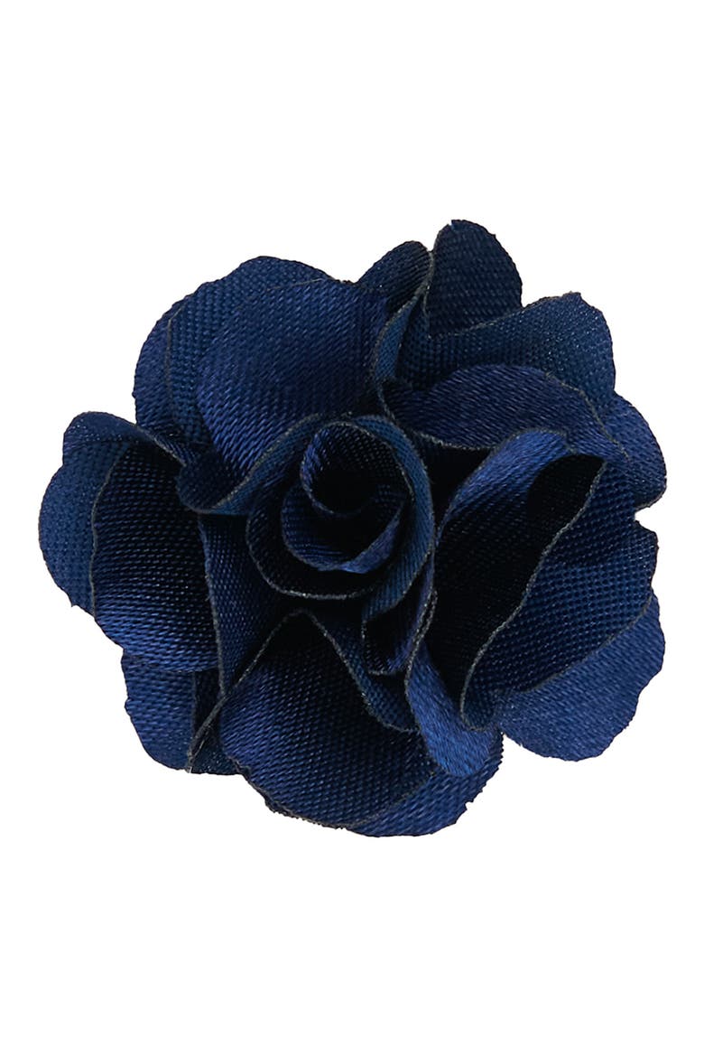Men's Flower Lapel Pin, Main, color, NAVY