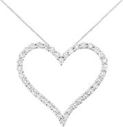 Haus of Brilliance Silver 3.0 cttw Round-Cut Diamond Open Heart Pendant Necklace