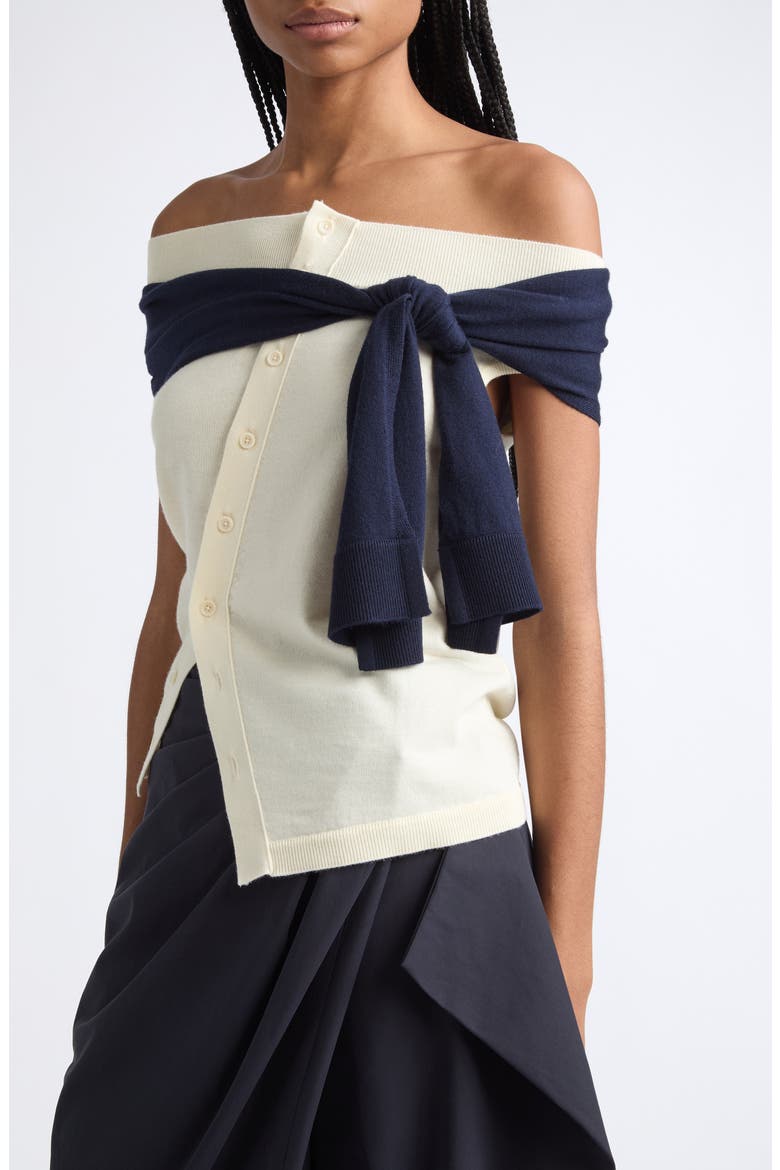 Off the Shoulder Cardigan, Alternate, color, OFF WHITE