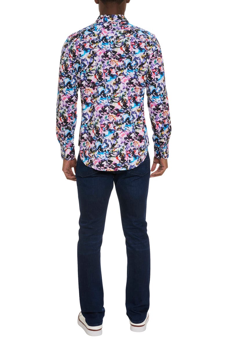 The Atlas Abstract Floral Stretch Button-Up Shirt, Alternate, color, BLACK MULTI
