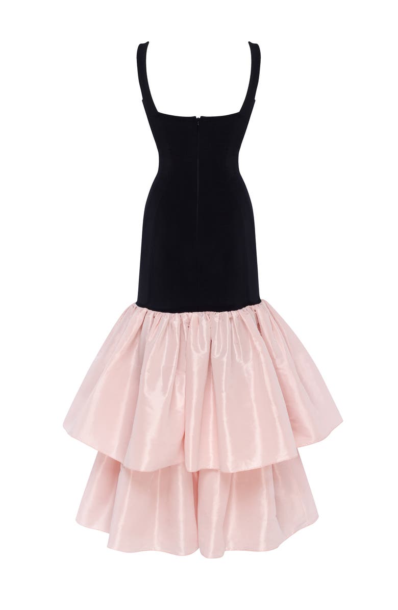 Milla Fitted Formal Occasion Maxi Dress with Tiered Puffy Skirt, Alternate, color, Black&Pink