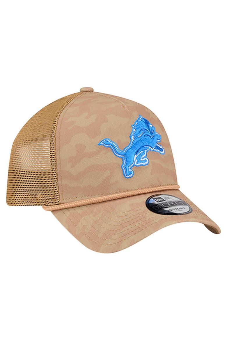 Men's New Era  Tan Detroit Lions Wheat Camo 9FORTY Adjustable Hat, Alternate, color, Tan