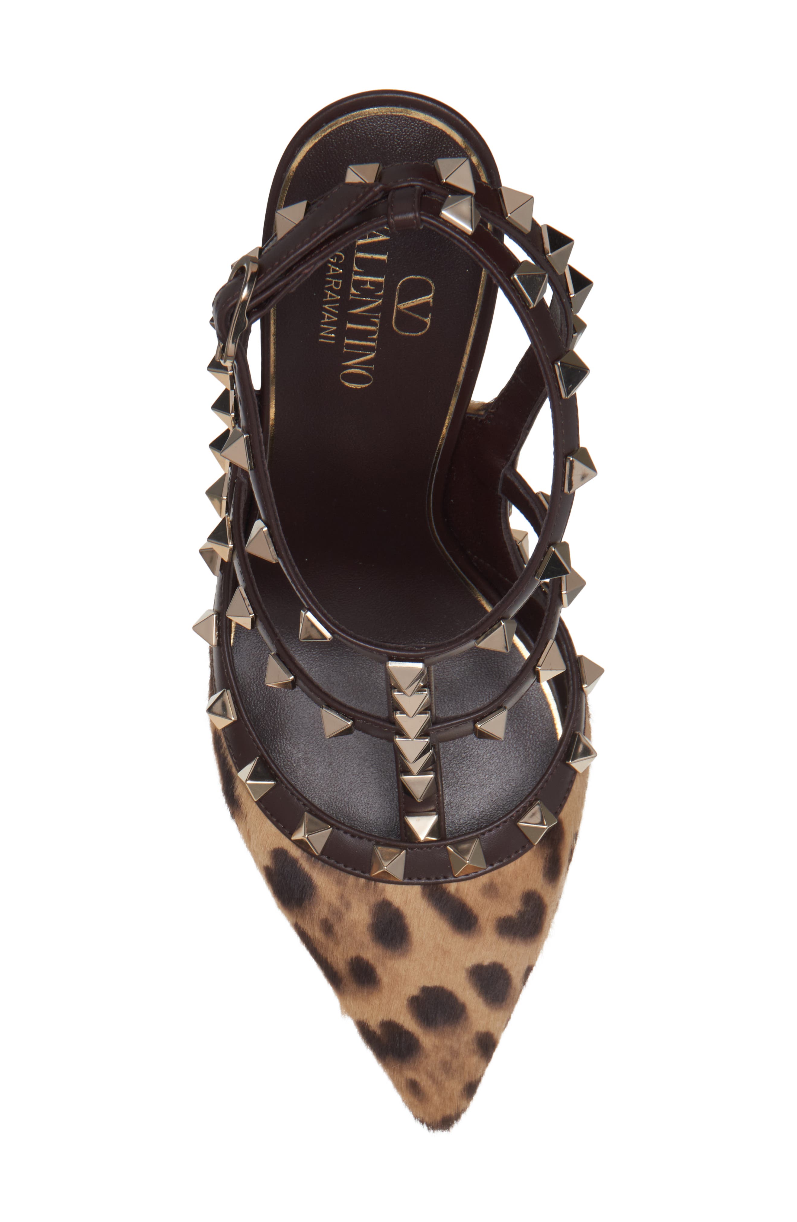 Valentino Garavani Rockstud Genuine Calf Hair Pointed Toe T-Strap Pump, Alternate, color, 