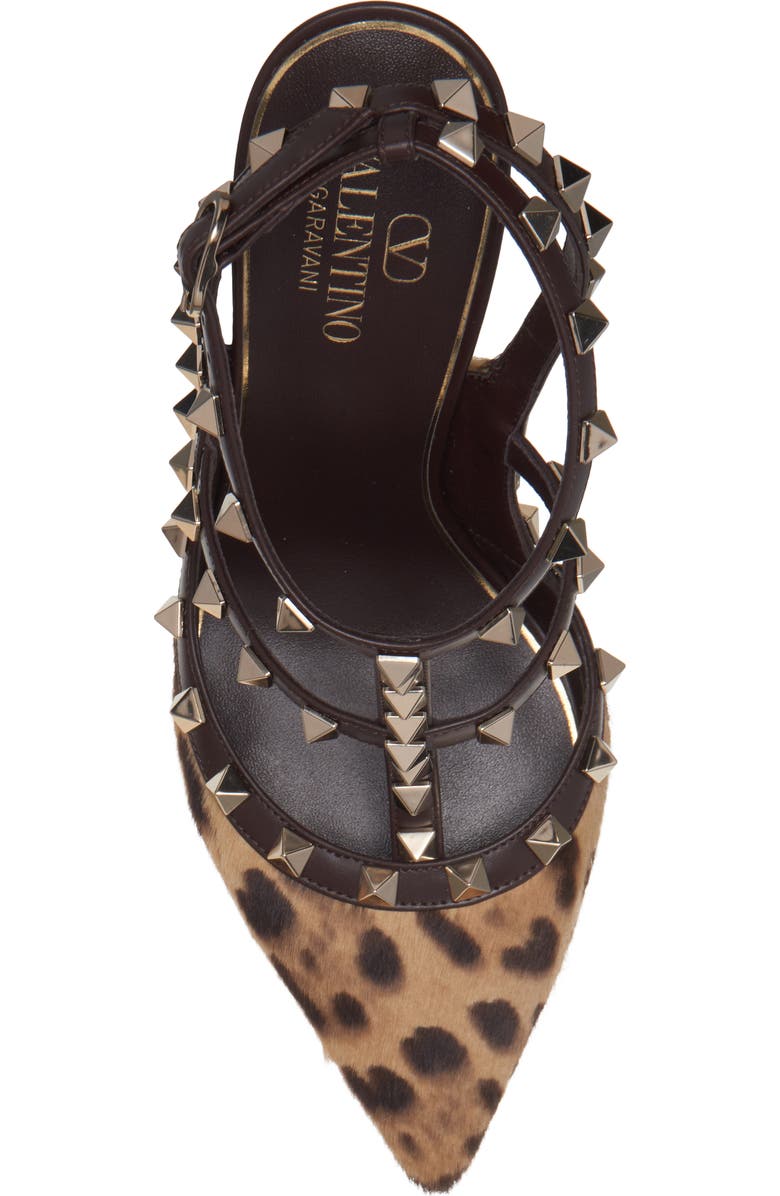 Valentino Garavani Rockstud Genuine Calf Hair Pointed Toe T-Strap Pump, Alternate, color,