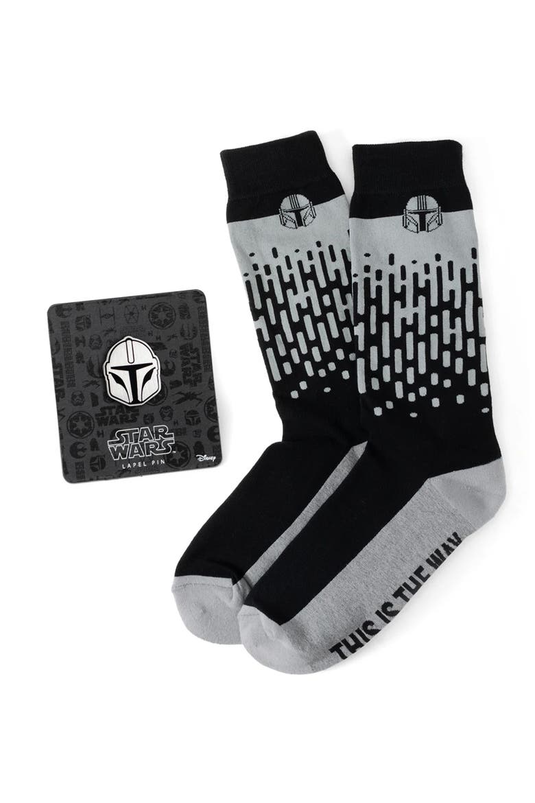 Mandalorian Crew Socks & Helmet Lapel Pin Gift Set, Main, color, MULTI