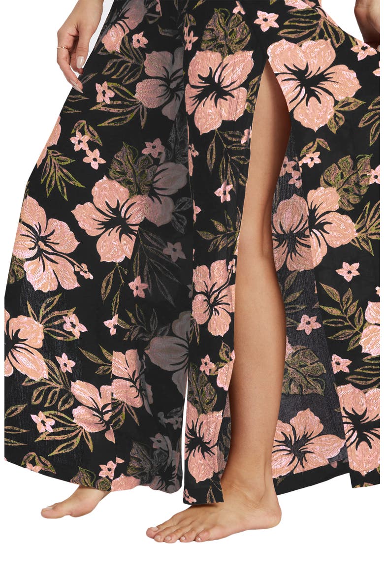 Split Spirit Floral Wide Leg Pants, Alternate, color, BLACK SANDS
