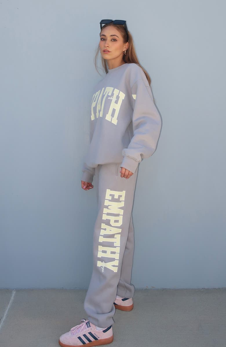 THE MAYFAIR GROUP Ways to Show Empathy Fleece Joggers, Alternate, color, Slate Grey/ Yellow