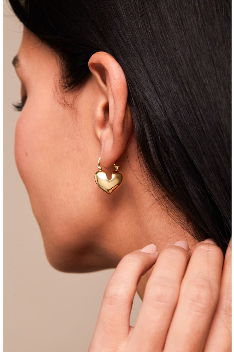 Heart Hoop Earrings, Alternate, color, GOLD