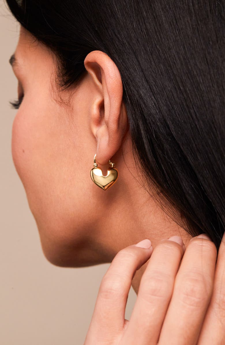 Estella Bartlett Heart Hoop Earrings, Alternate, color, Gold