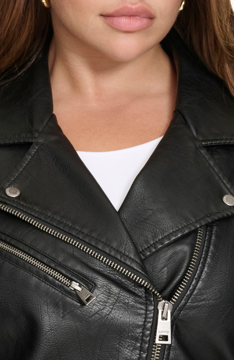 Levi's<sup>®</sup> Water Resistant Faux Leather Longline Moto Jacket, Alternate, color, Black