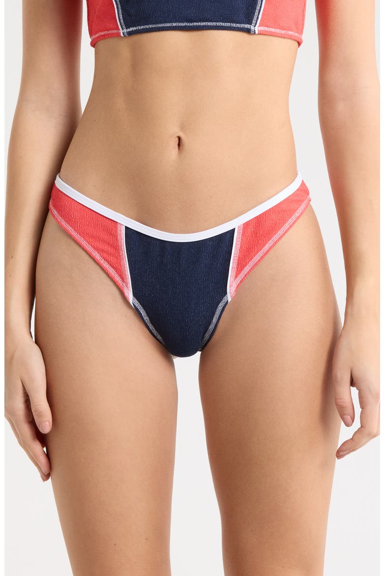 Surf Tide High Leg Bikini Bottoms, Main, color, DARK NAVY