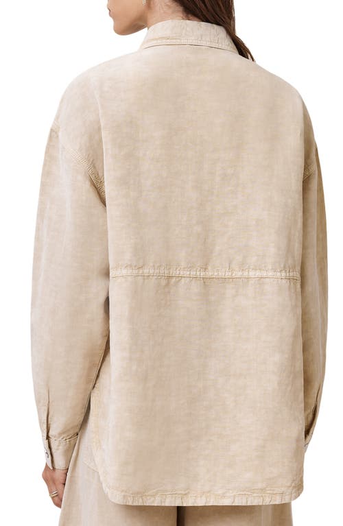 Allsaints Womens Sand Brown Hettie Oversized Linen-blend Shacket