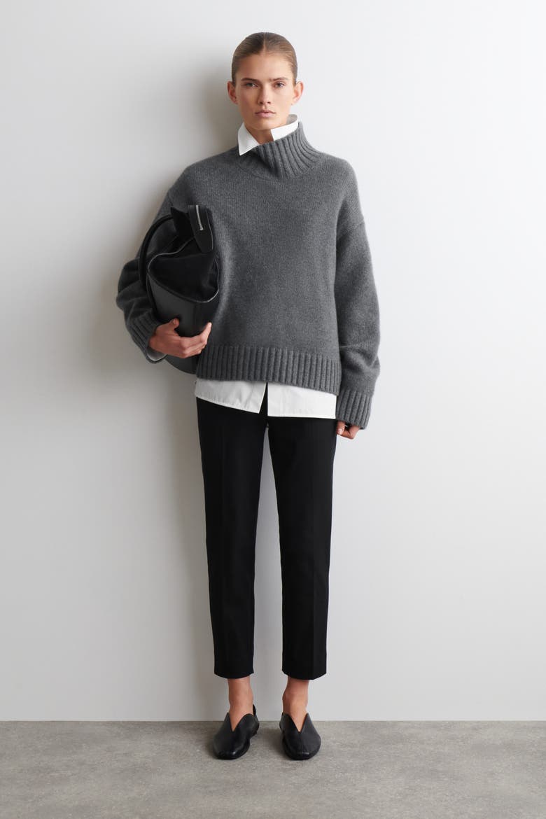 Slim-Leg Cropped Pants, Main, color, BLACK
