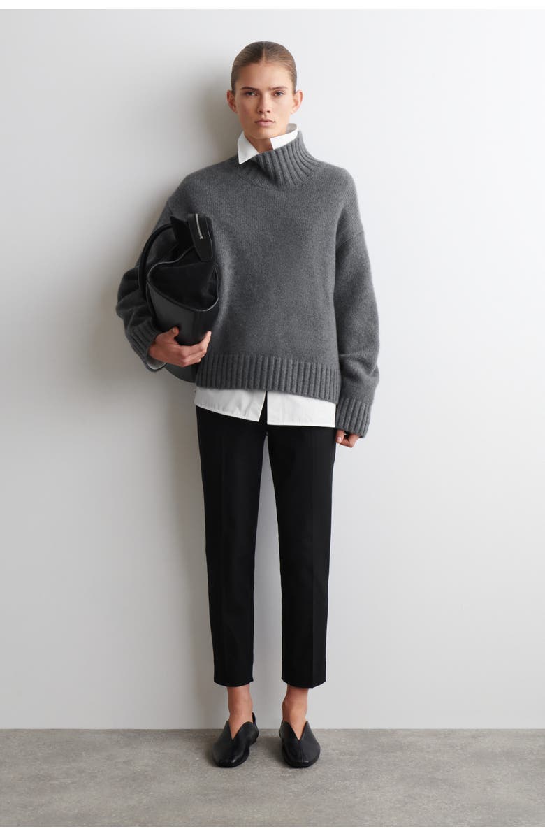 COS Slim-Leg Cropped Pants, Main, color, Black