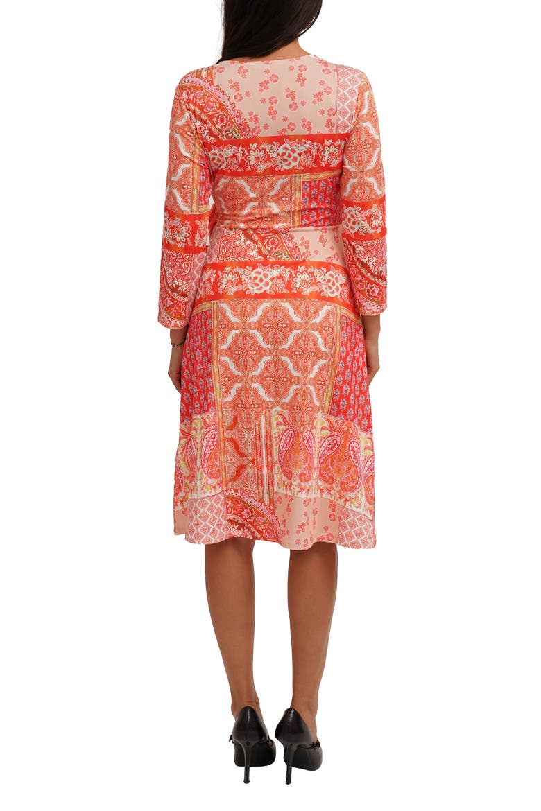 Print Wrap Dress, Alternate, color, MOLLY ORANGE