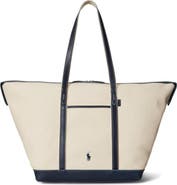 Polo Ralph Lauren Large Leather Trim Canvas Shopper Tote