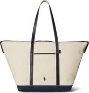 Polo Ralph Lauren Large Leather Trim Canvas Shopper Tote