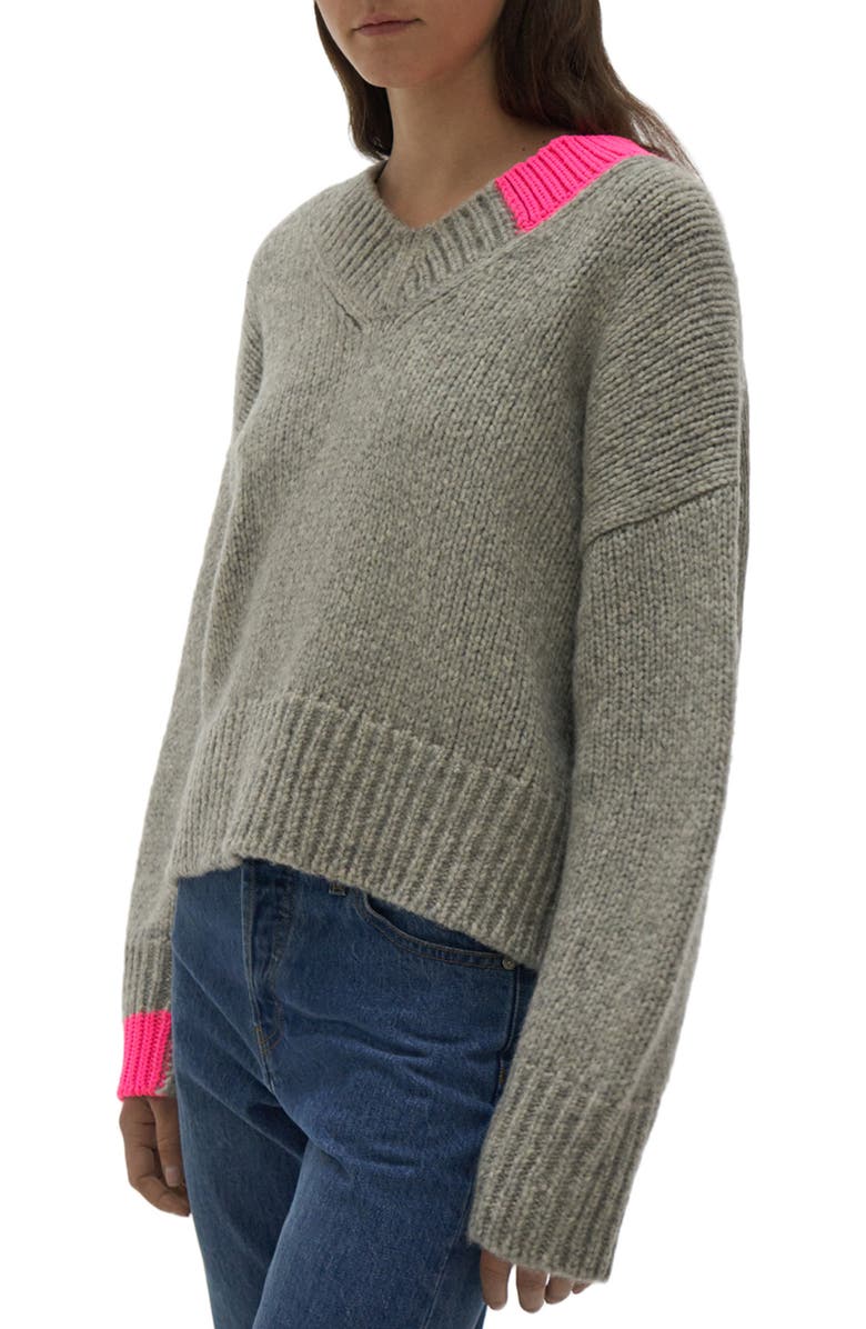 Helmut Lang Wool & Camel Hair Blend V-Neck Sweater, Alternate, color, 