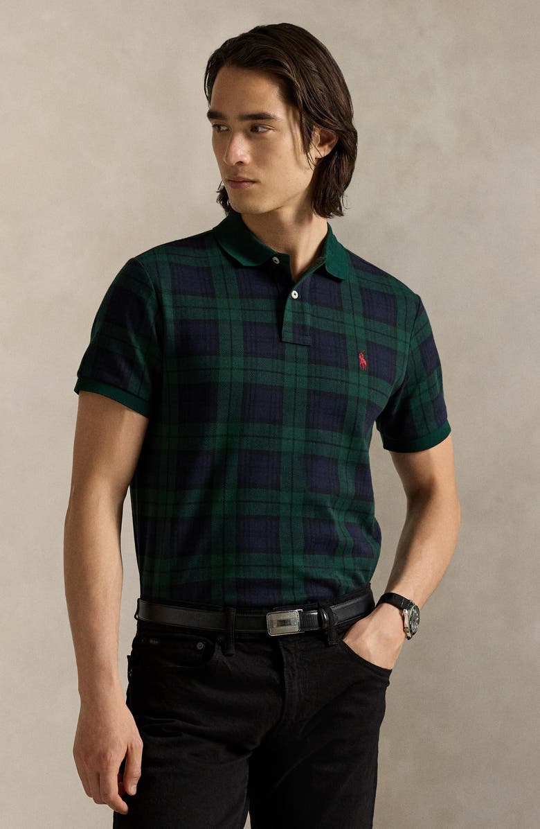 Polo Ralph Lauren Classic Fit Palid Jacquard Cotton Polo, Alternate, color, Blackwatch Tartan