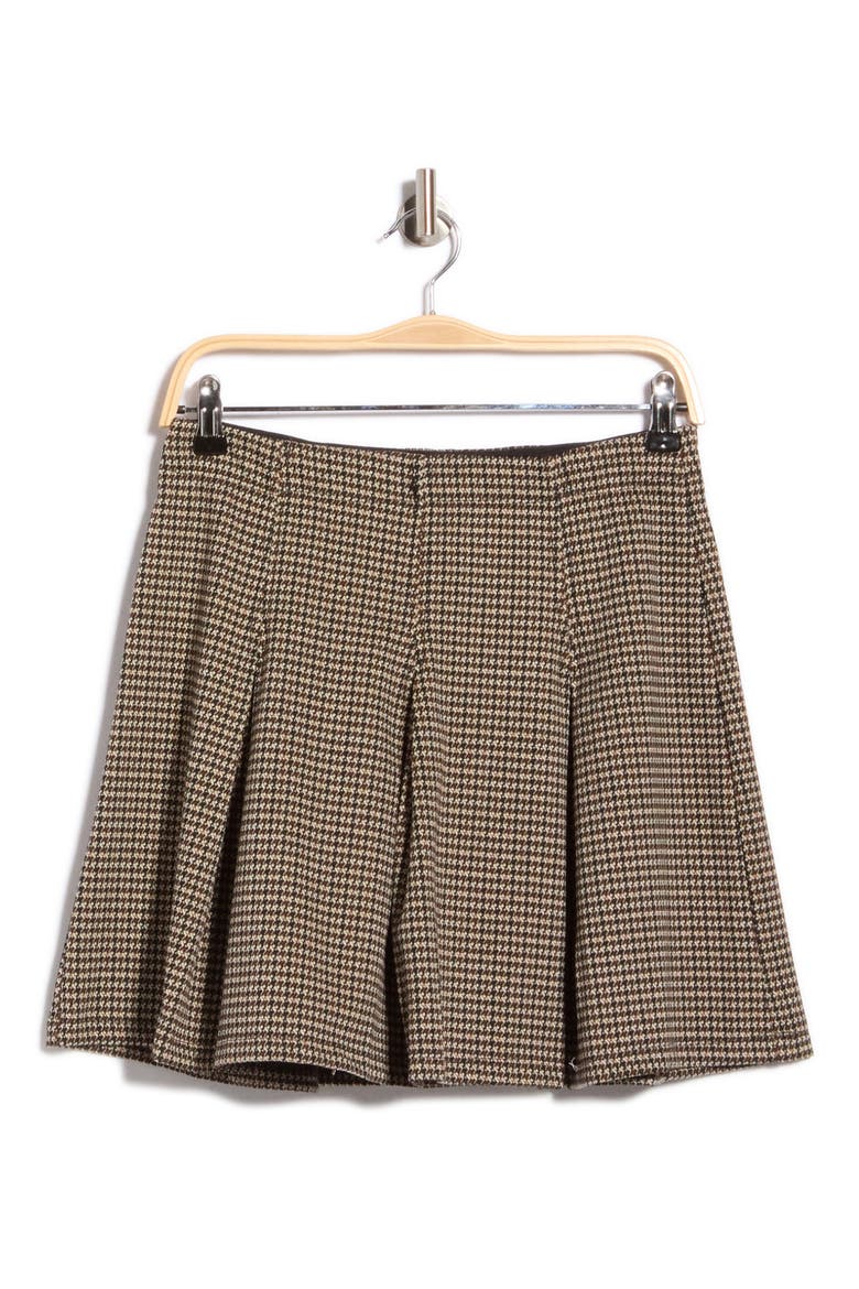 Plaid Pleated Knit Skirt, Alternate, color, BLK/ MULTI HOUNDSTOOTH STRIPE