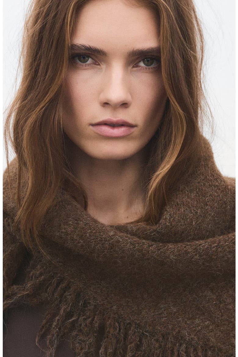 Fringed Shawl, Alternate, color, CHOCOLATE