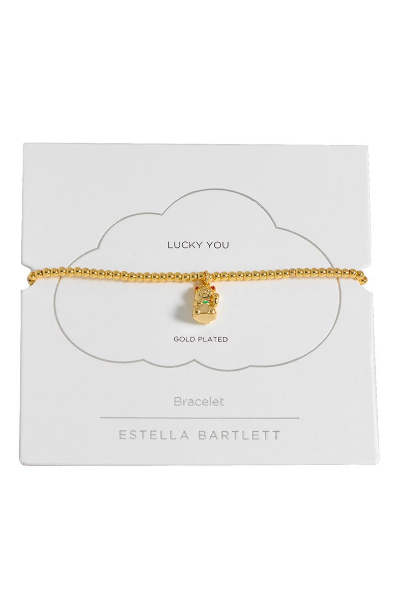 Estella Bartlett Lucky Cat Sienna Stretch Bracelet, Main, color, Gold